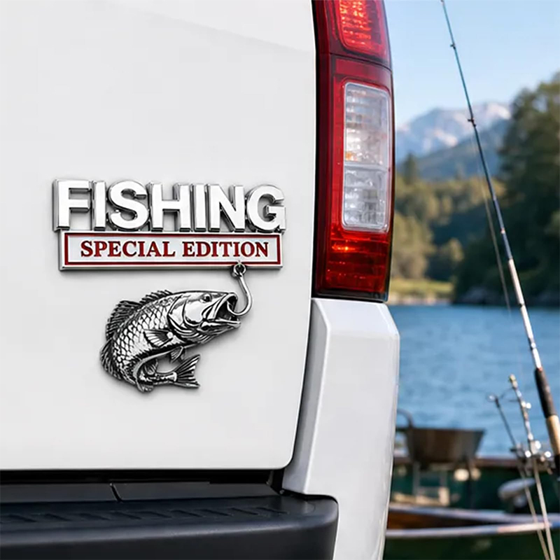 Chrome Fishing Car Badge Metal - Fishing Hook ulasan dan harga
