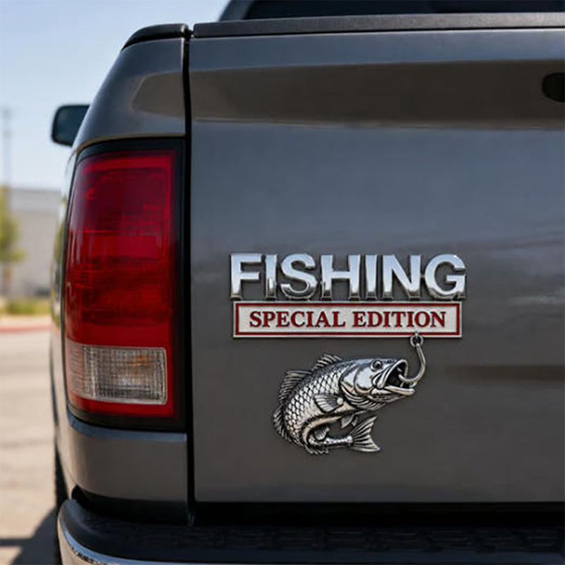 Chrome Fishing Car Badge Metal - Fishing Hook ulasan dan harga