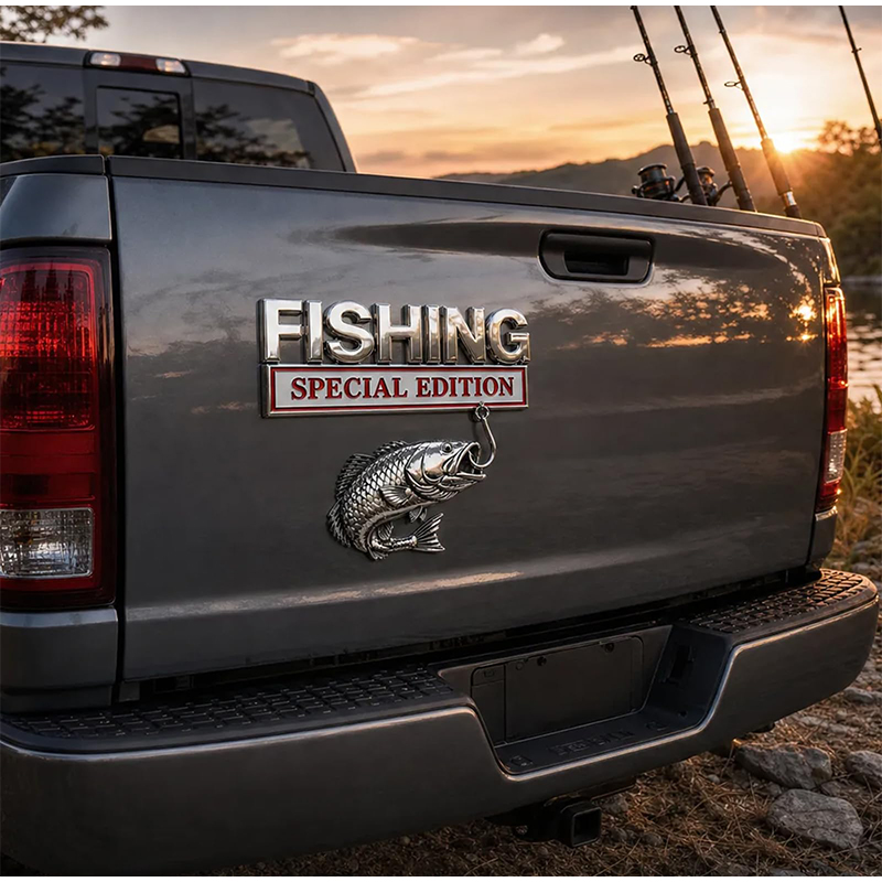 Chrome Fishing Car Badge Metal - Fishing Hook ulasan dan harga