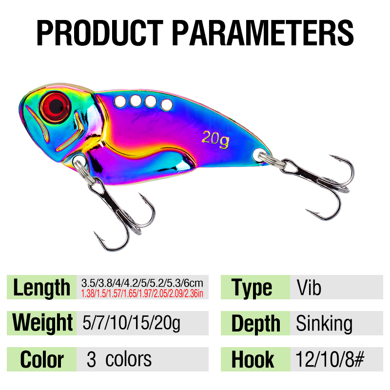 3PCS Metal Colorful VIB Lure 5 - Fishing Hook Treble ulasan dan harga