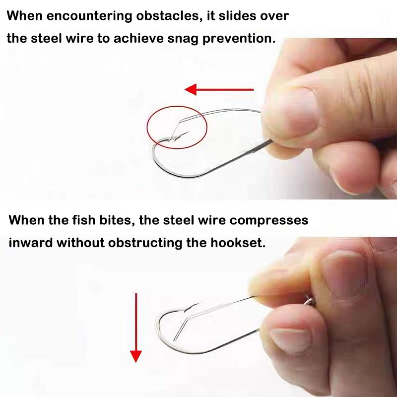 20/40Pcs Weedless Offset Worm  - Fishing Hook Weedless ulasan dan harga