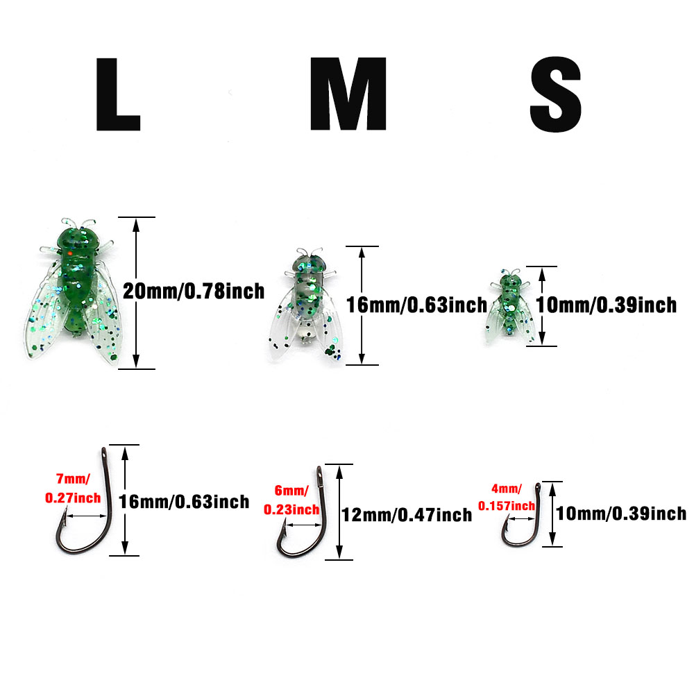 10Pcs Artificial Bionic Fly In - Fishing Hook Assortment ulasan dan harga
