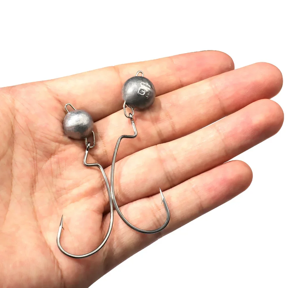 5pcs Metal Jig Head Worm Hooks - Fishing Hook Weedless ulasan dan harga